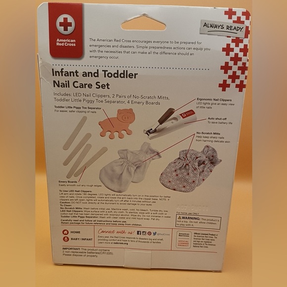 Infant and Toddler Nail Care Set with Gray and Red Mittens - Picture 4 of 10